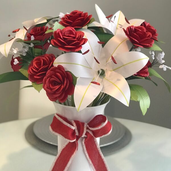 Handmade Red Roses White Lilly