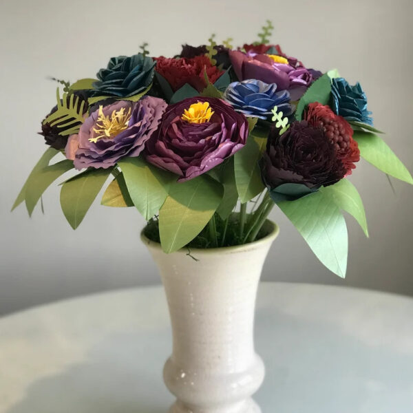 Purple, Blue Peonies and Roses