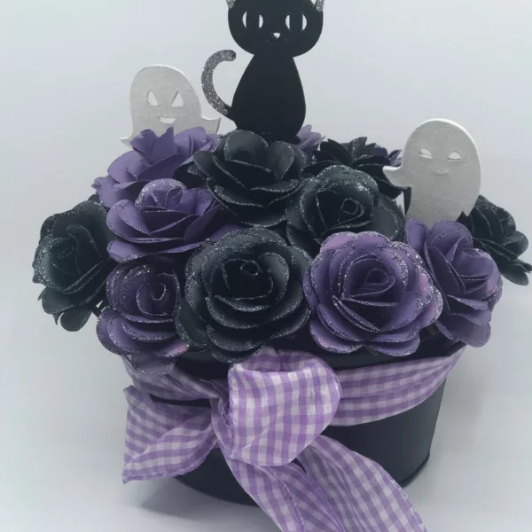 Black and Purple Halloween Flower Centerpiece