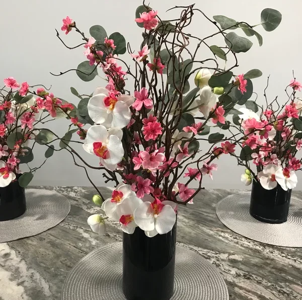 Cherry Blossoms & White Orchids