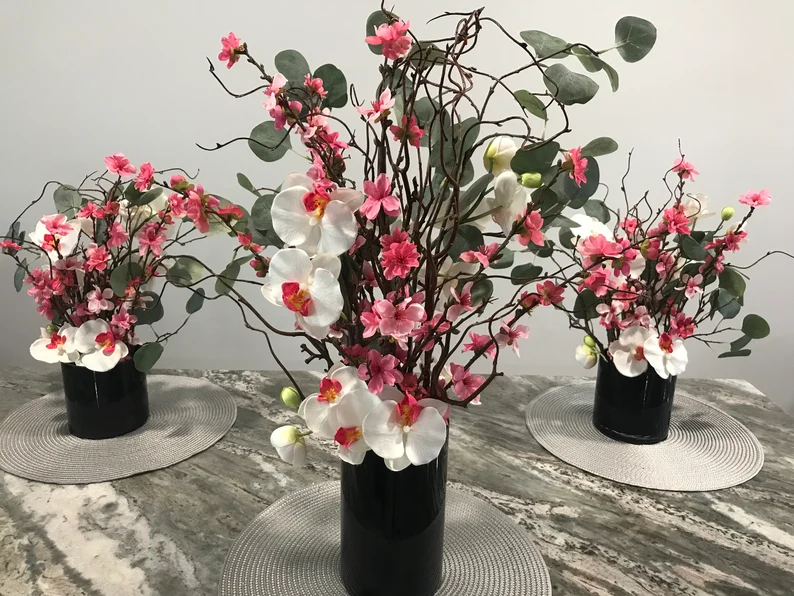 Cherry Blossoms & White Orchids