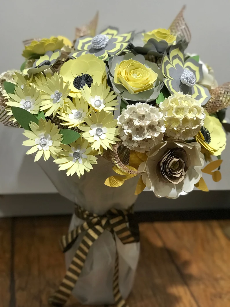 Gray, Yellow and Creme Bouquet