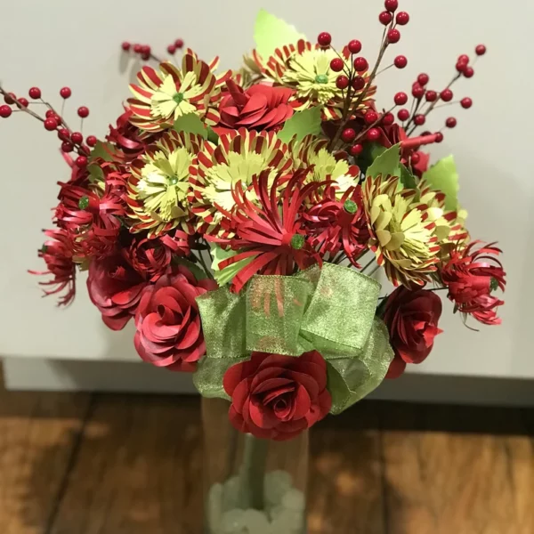 Red, Green Holiday flowers