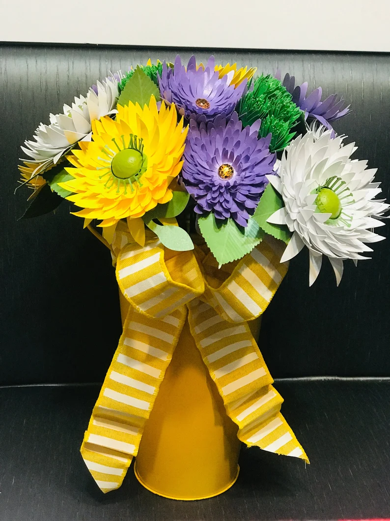 Spring Daises, White, Yellow, Purple