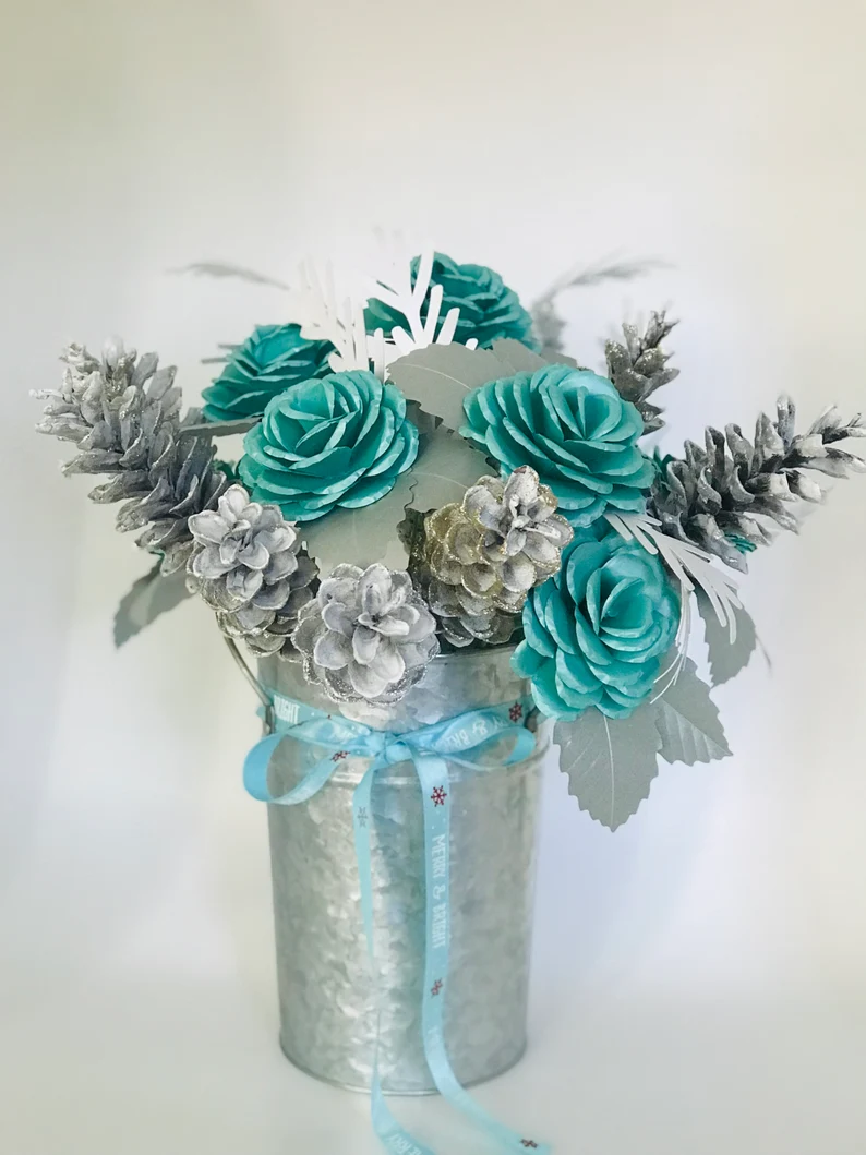 Teal & Sliver Roses