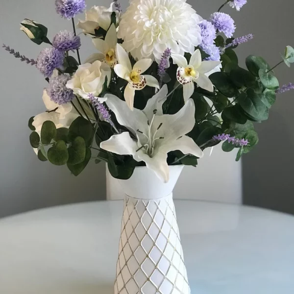 White Lillies, Orchids, Purple Asters